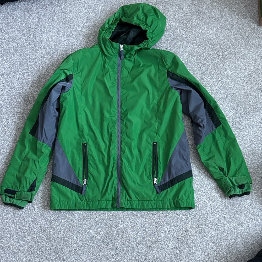 Lands' End Kids Green Hooded Jacket sz large 14 16